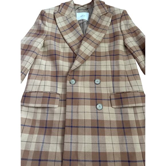 Aritzia Wilfred Wool-Blend Margaux Plaid Double Breasted Blazer Brown Size 0 - Picture 9 of 11